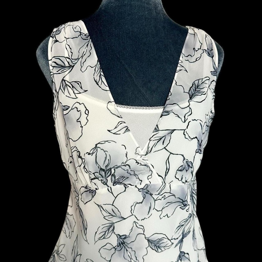 Ann Taylor LOFT sheer white chiffon floral empire waist tank top layered cami 6 - Picture 2 of 8